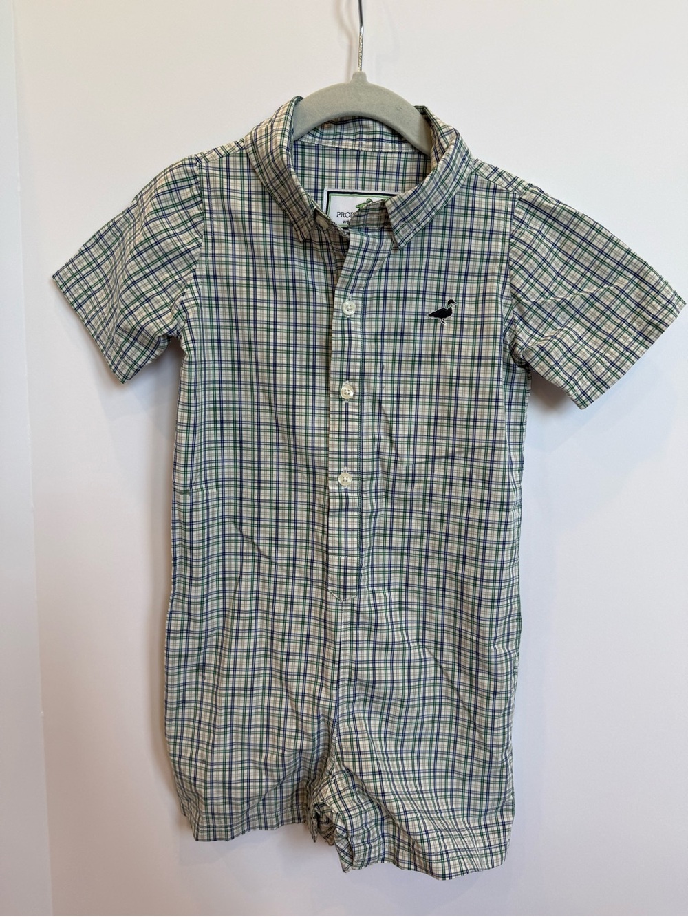 Properly Tied Woven Shortall - Green, Gray & Blue